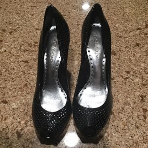 BCBGirls black cutout wedges